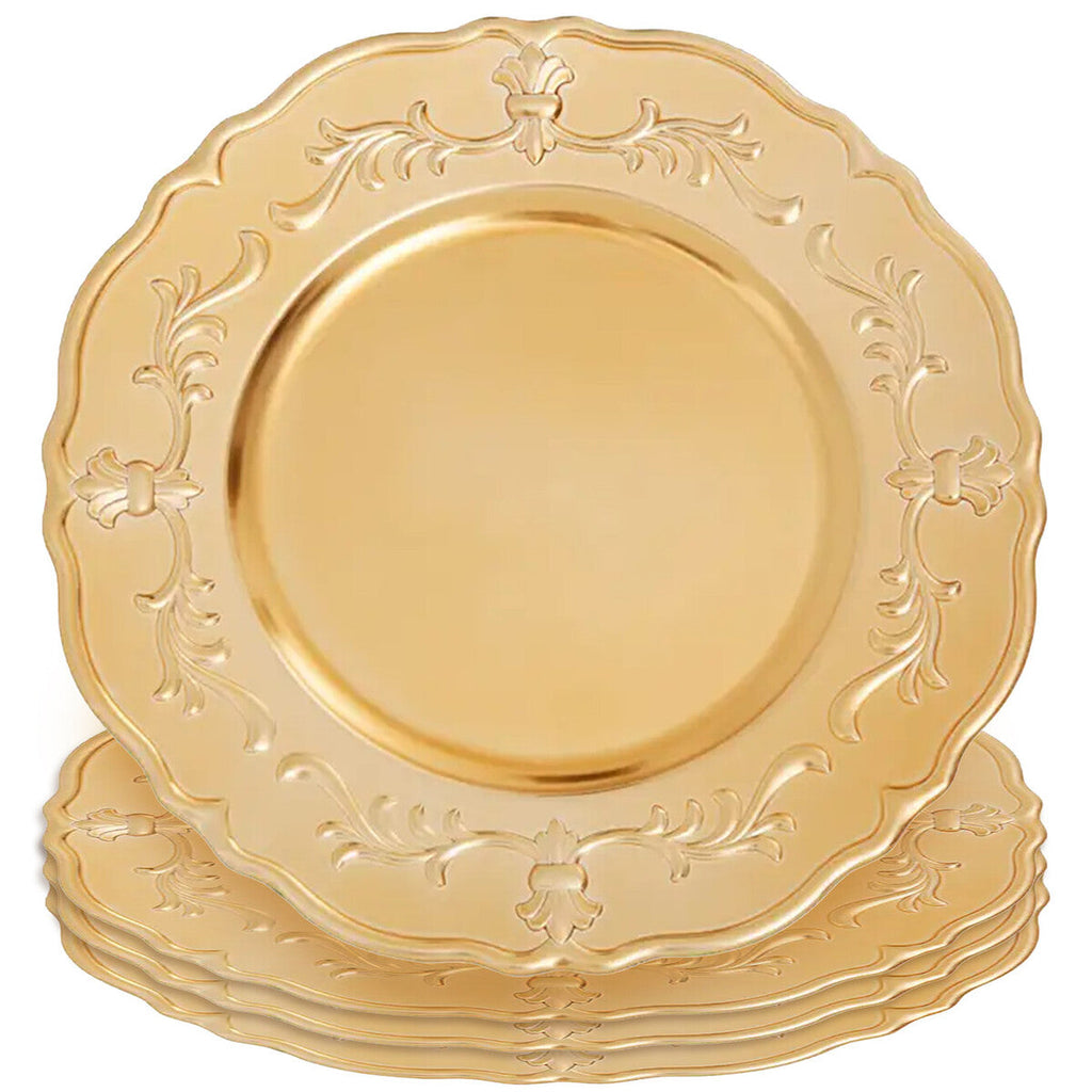 Orsina Gold Finish Baroque Charger Plate – Scalloped Edge Tableware