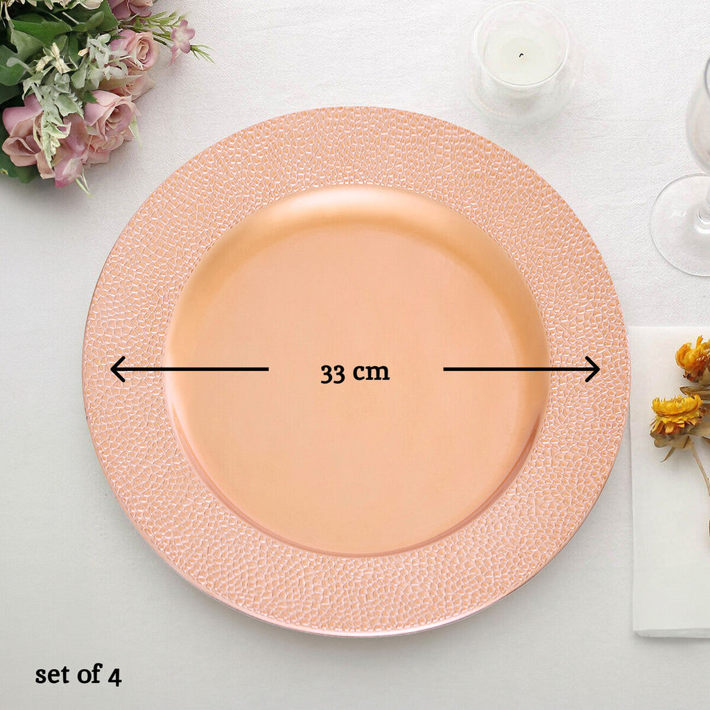 Orsina Rose Gold Pebble Effect Charger Plate | Elegant Table Decor