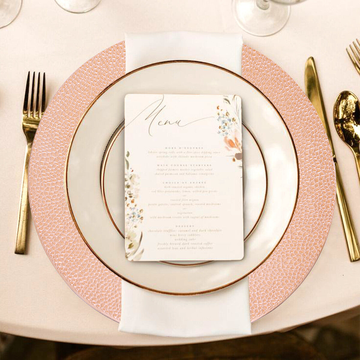 Orsina Rose Gold Pebble Effect Charger Plate | Elegant Table Decor