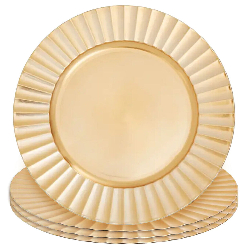 Orsina Gold Finish Wave Rim Charger Plate – Elegant Table Decor
