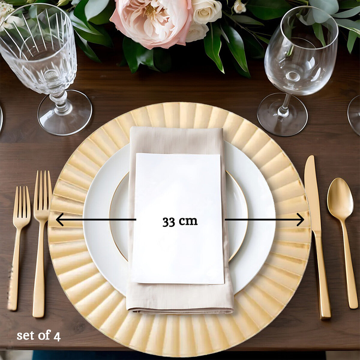 Orsina Gold Finish Wave Rim Charger Plate – Elegant Table Decor