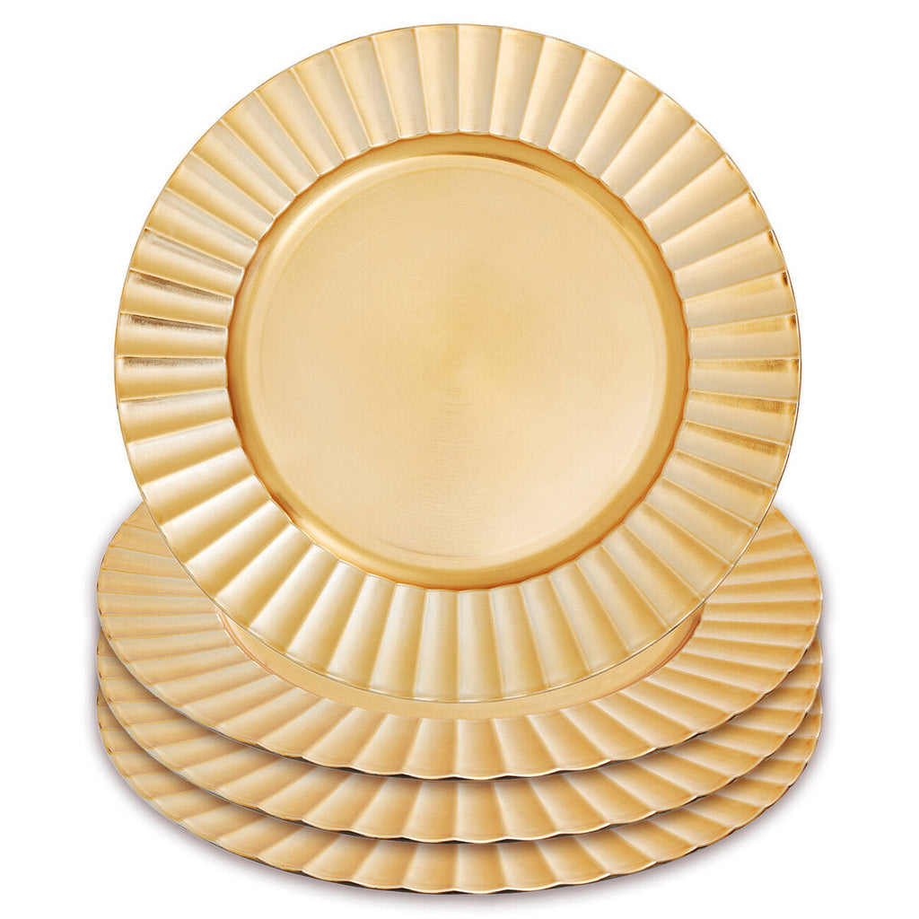 Orsina Gold Finish Wave Charger Plate – Round Luxury Tableware