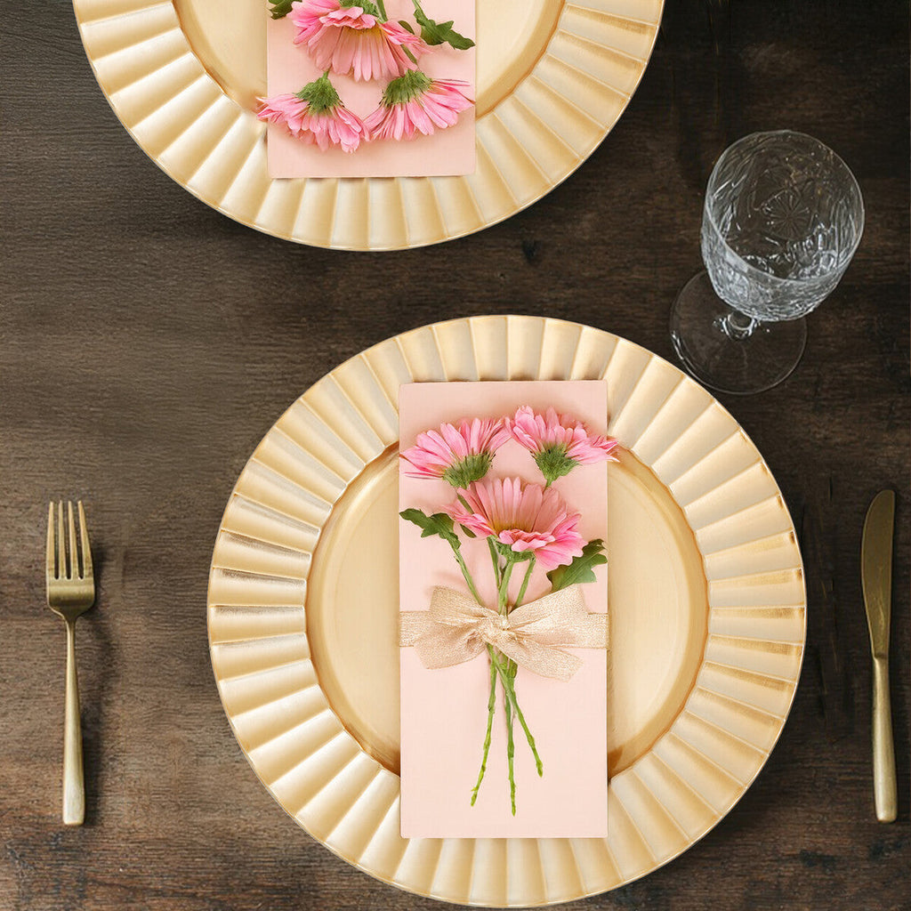 Orsina Gold Finish Wave Charger Plate – Round Luxury Tableware