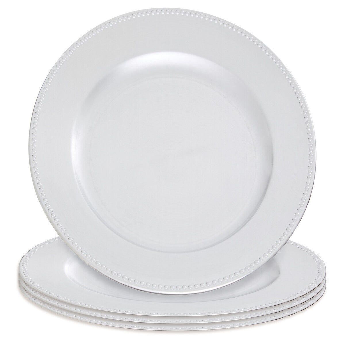 Orsina Silver Charger Plate with Dotted Rim – Elegant Table Decor