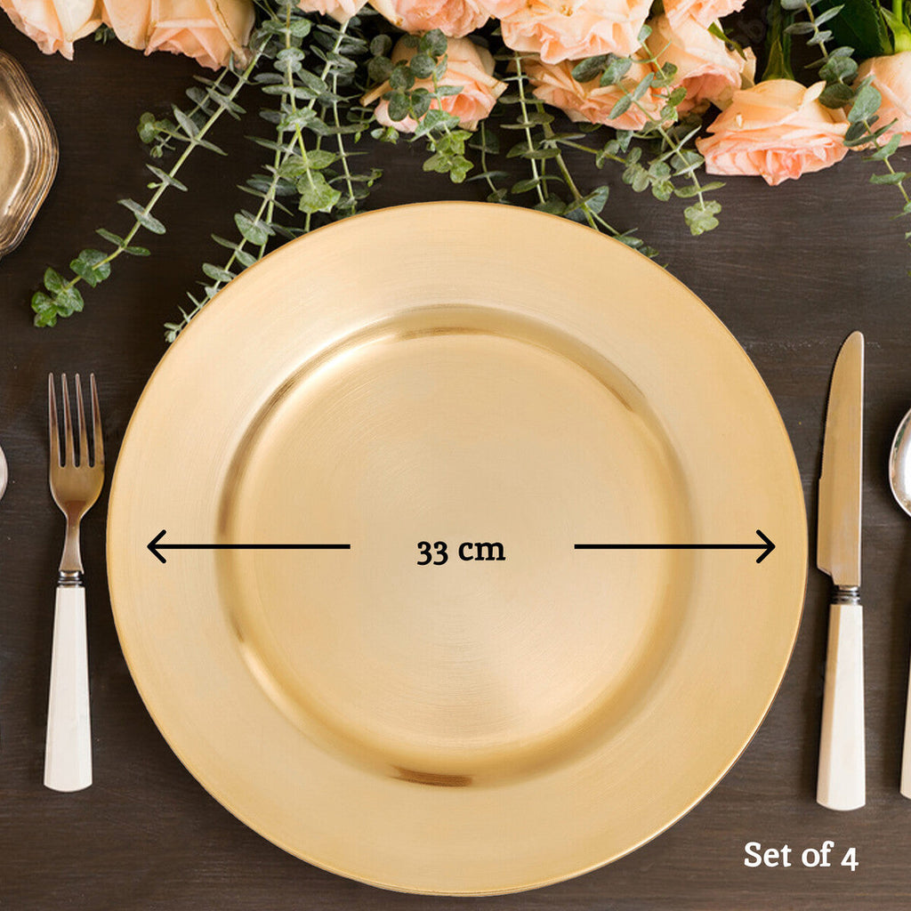 Orsina Dia Gold Finish Flat Style Charger Plate | Luxury Table Decor
