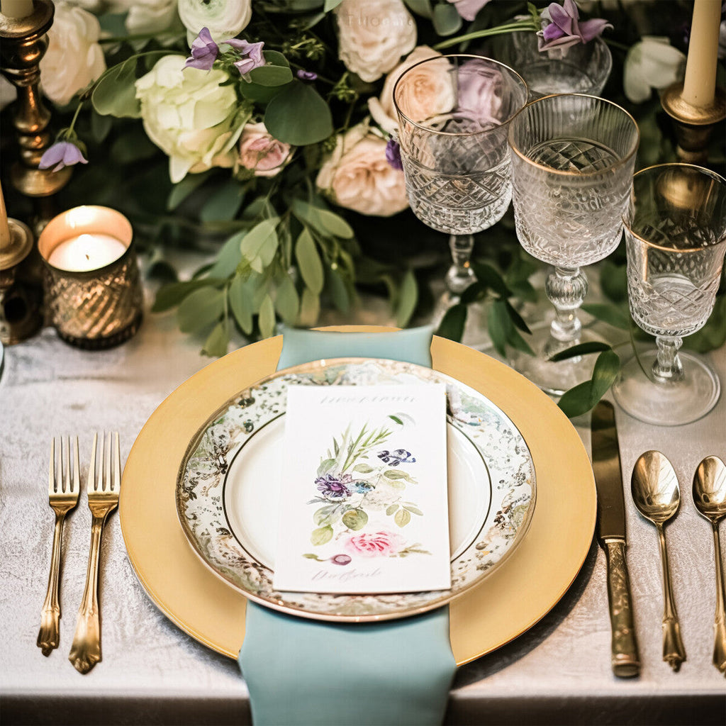 Orsina Dia Gold Finish Flat Style Charger Plate | Luxury Table Decor
