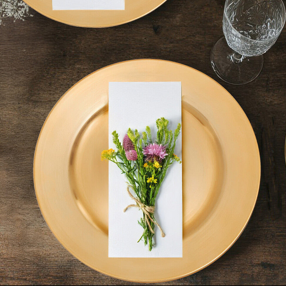 Orsina Dia Gold Finish Flat Style Charger Plate | Luxury Table Decor