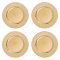 Orsina Gold Charger Plates – 33cm Octagon Pattern Rim, Set of 4