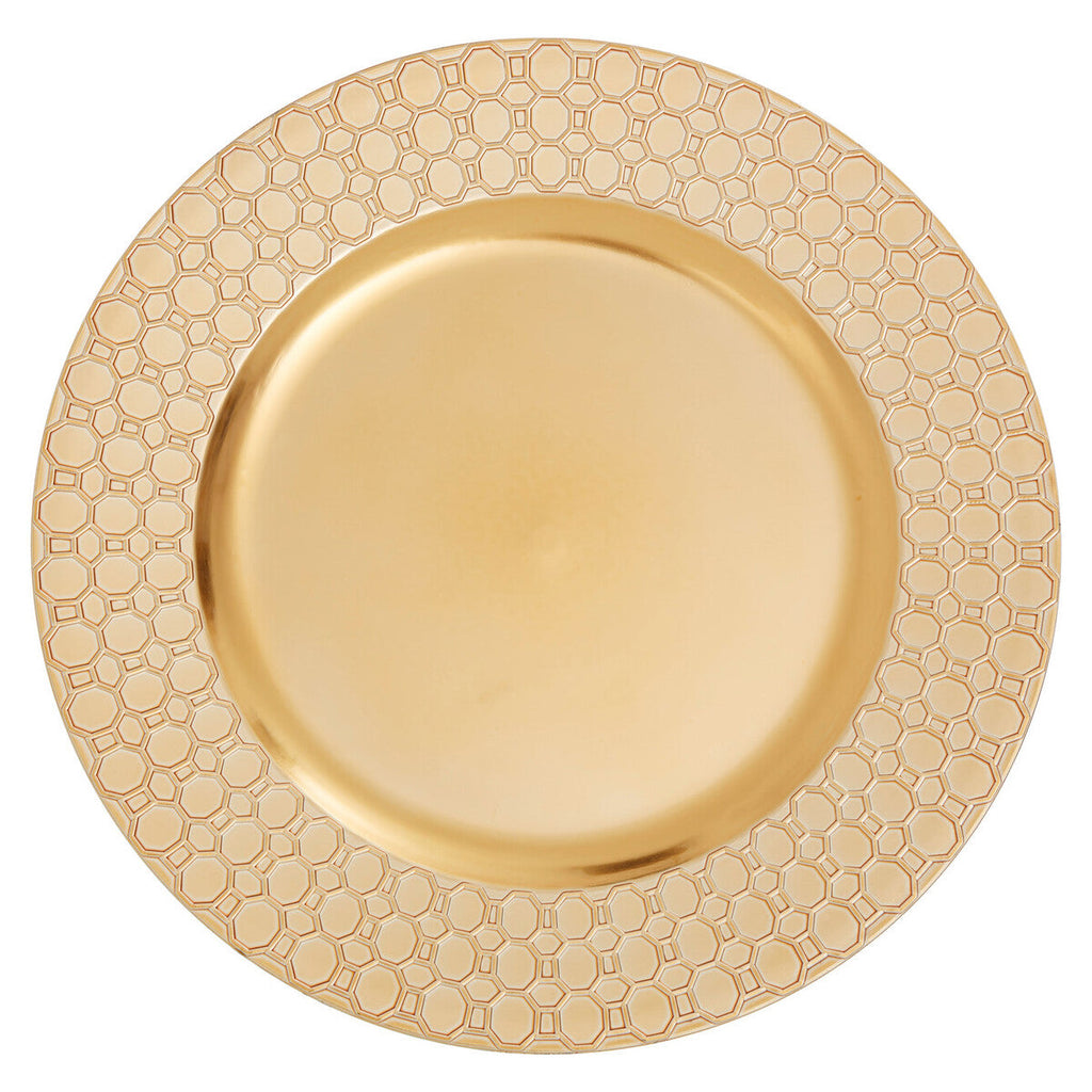 Orsina Gold Charger Plates – 33cm Octagon Pattern Rim, Set of 4