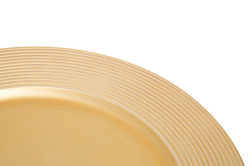 Orsina Gold Charger Plates - Set of 4 Ribbed Rim 33cm Table Decor
