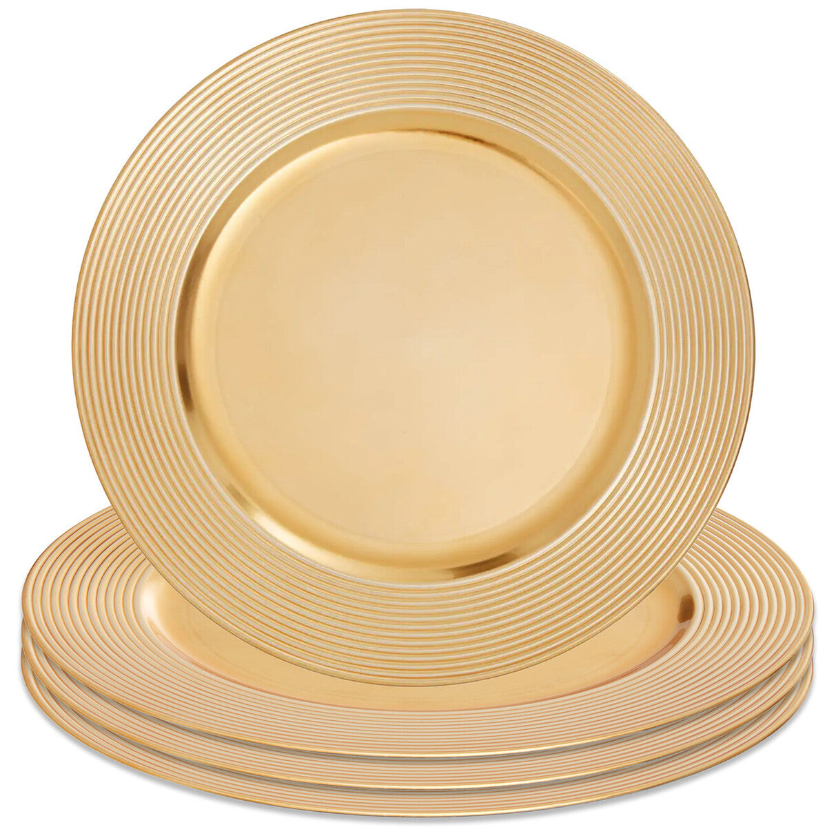 Orsina Gold Charger Plates - Set of 4 Ribbed Rim 33cm Table Decor