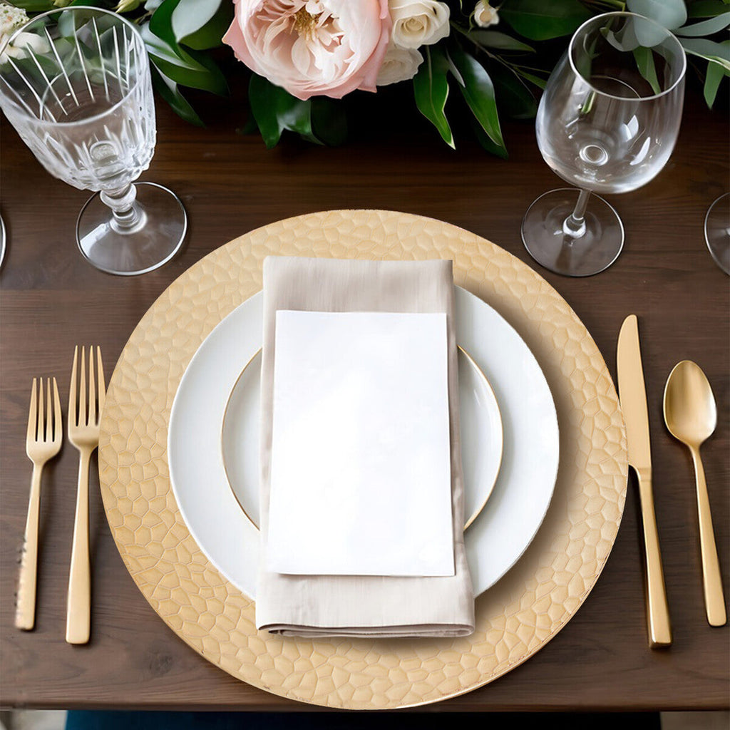 Orsina Gold Hammered Rim Charger Plates - 33cm Luxury Dining Set of 4