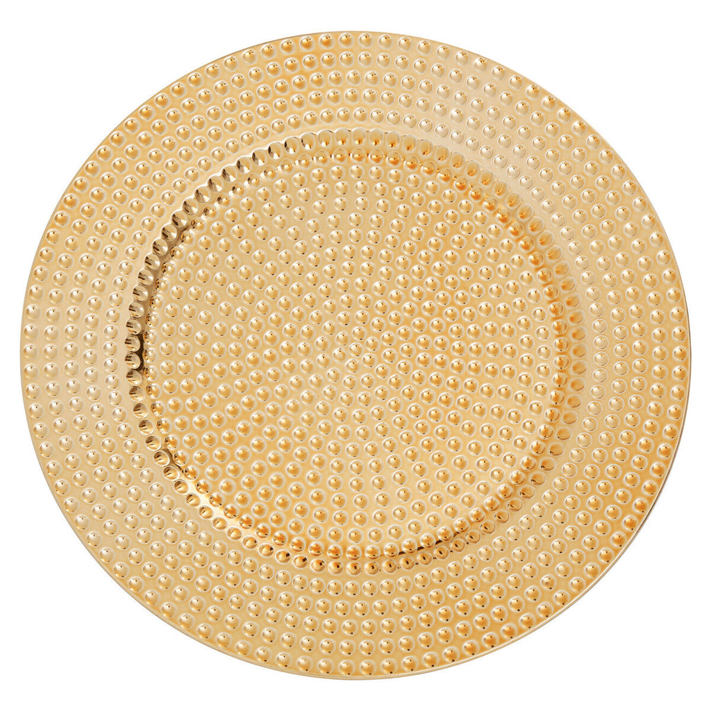 Orsina Gold Hammered Charger Plates – 33cm Round Table Decor, Set of 4