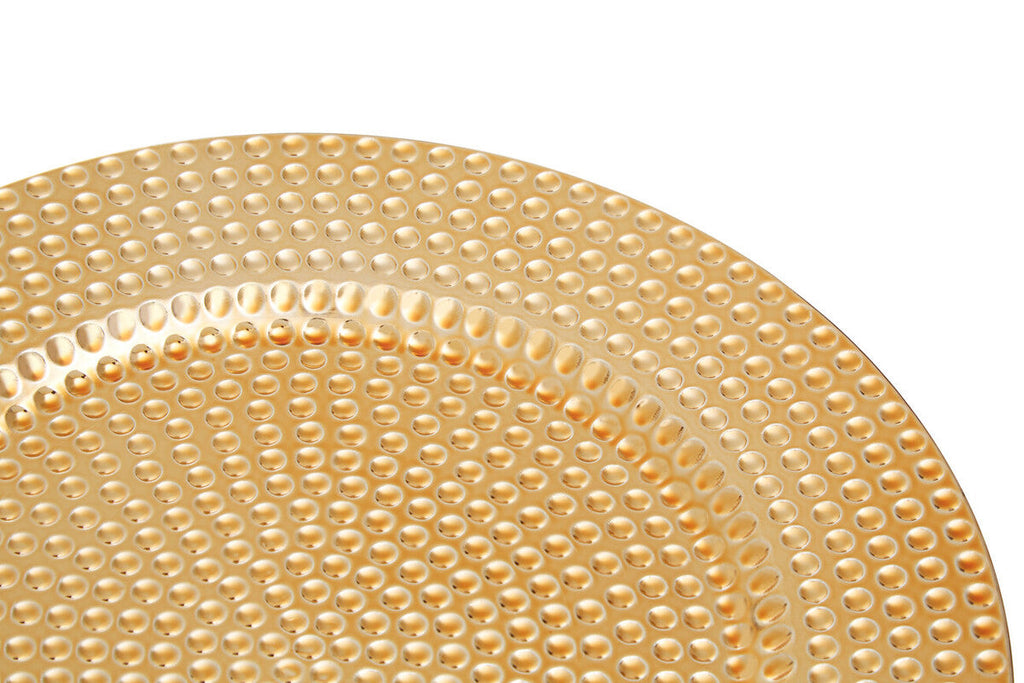 Orsina Gold Hammered Charger Plates – 33cm Round Table Decor, Set of 4