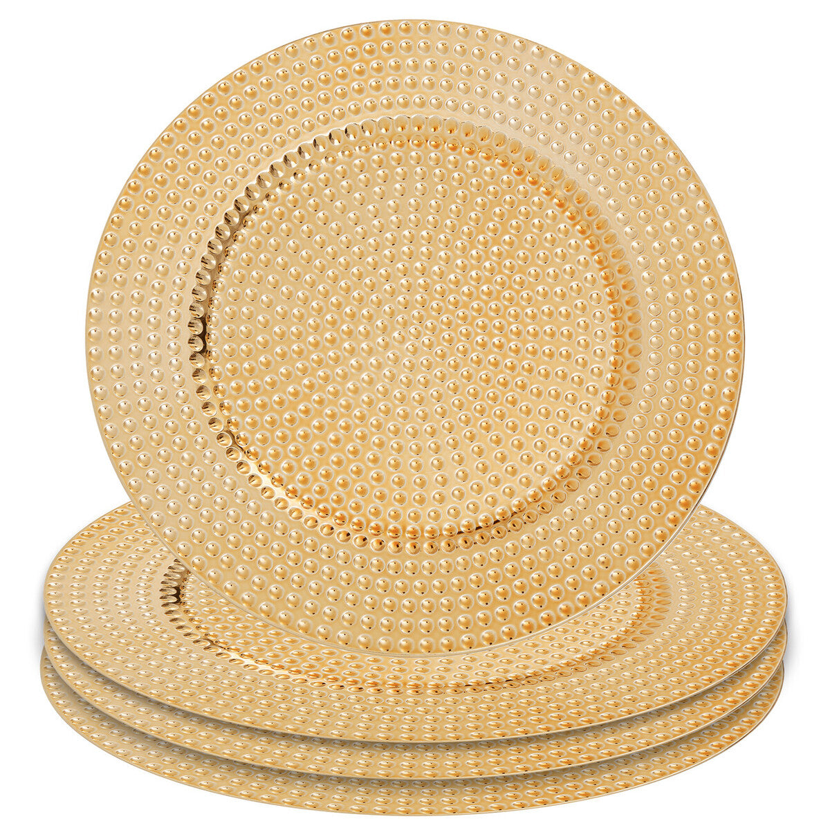 Orsina Gold Hammered Charger Plates – 33cm Round Table Decor, Set of 4