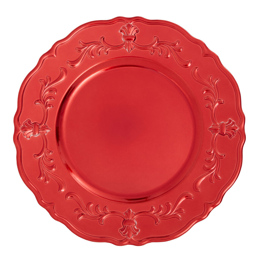 Orsina Baroque Charger Plates – Set of 4 Red 33cm Luxury Table Decor