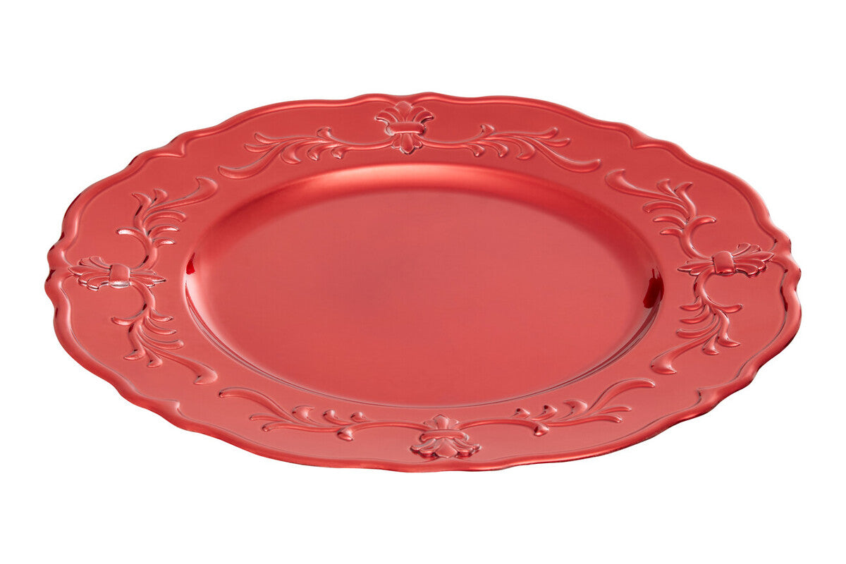 Orsina Baroque Charger Plates – Set of 4 Red 33cm Luxury Table Decor