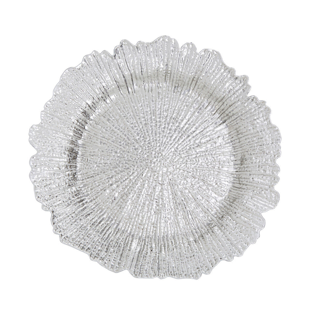 Orsina Silver Reef Charger Plates – 33cm Textured Dining Set of 4