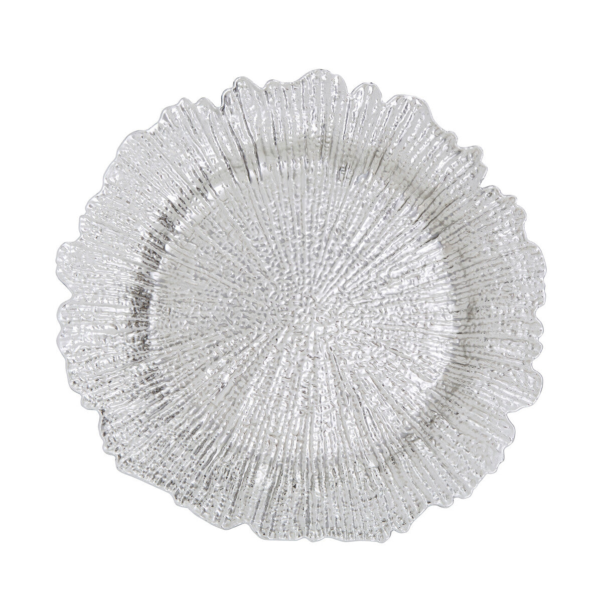 Orsina Silver Reef Charger Plates – 33cm Textured Dining Set of 4