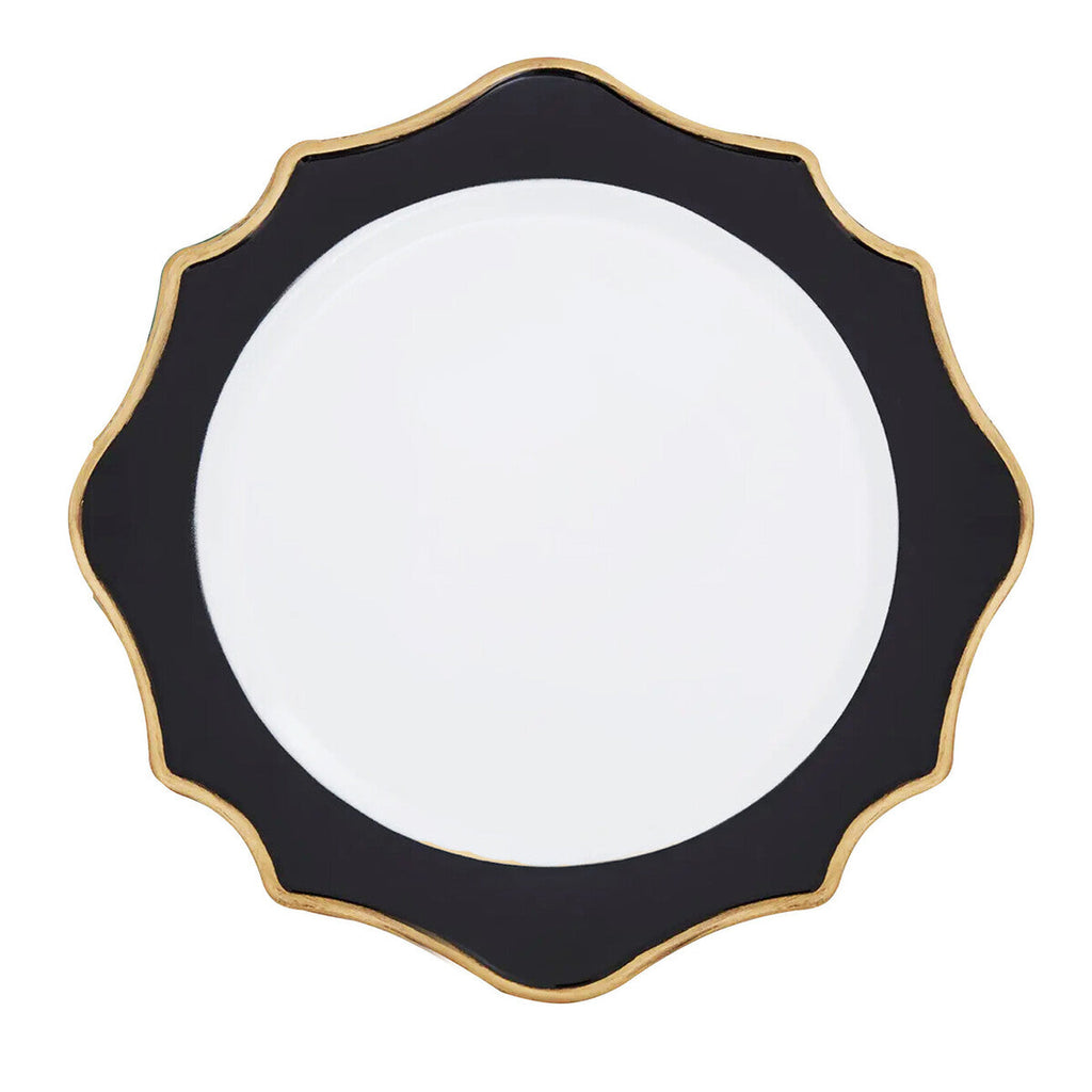Orsina White and Black Round Charger Plates – 33cm Modern Set of 4
