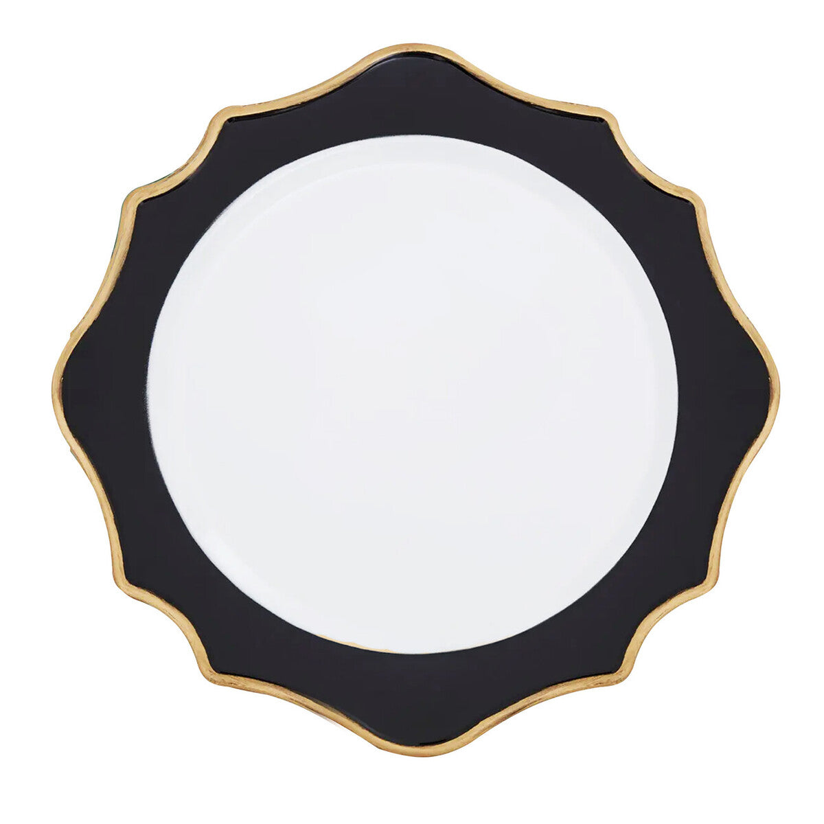 Orsina White and Black Round Charger Plates – 33cm Modern Set of 4