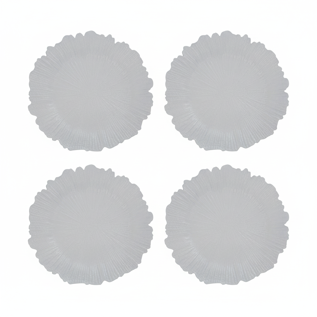 Orsina White Reef Charger Plates – Set of 4 Textured 33cm Table Decor