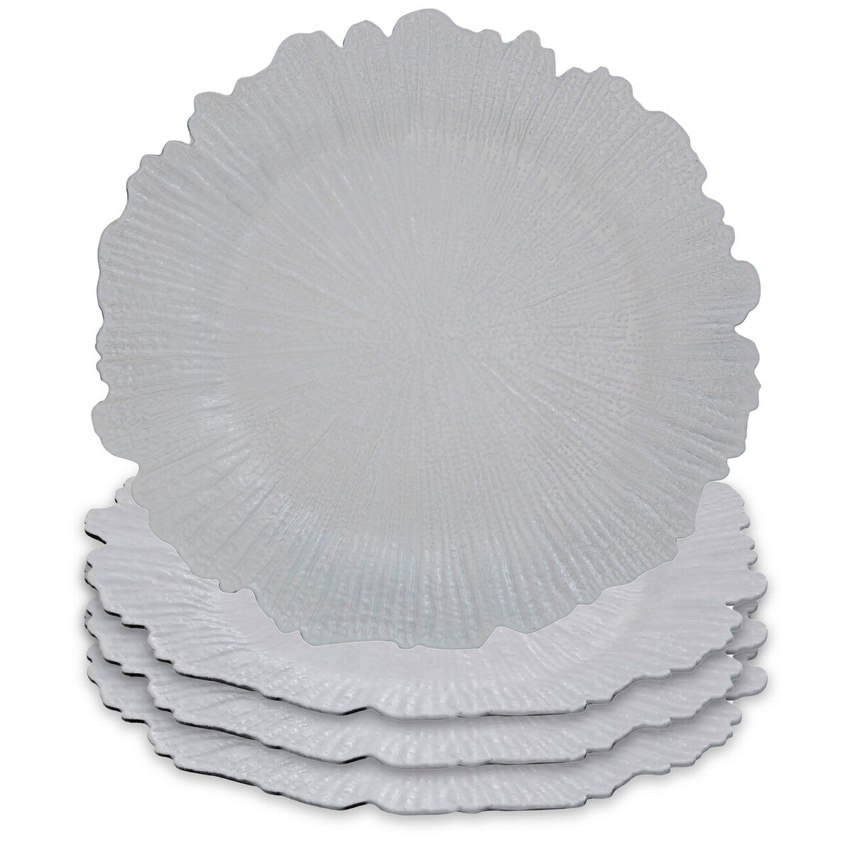 Orsina White Reef Charger Plates – Set of 4 Textured 33cm Table Decor