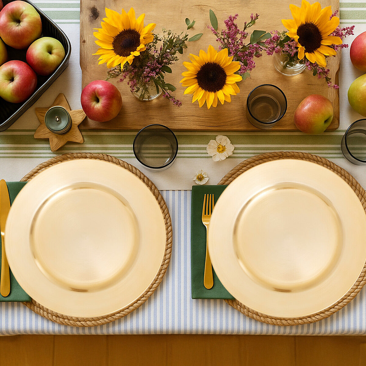 Orsina Gold Charger Plates – Set of 4 Modern 33cm Flat Table Decor