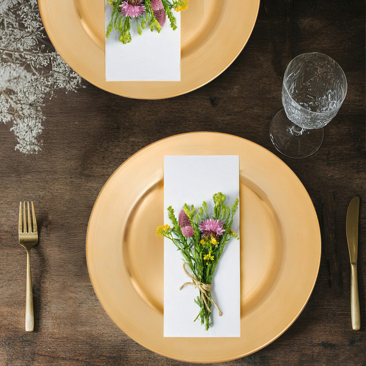 Orsina Gold Charger Plates – Set of 4 Modern 33cm Flat Table Decor