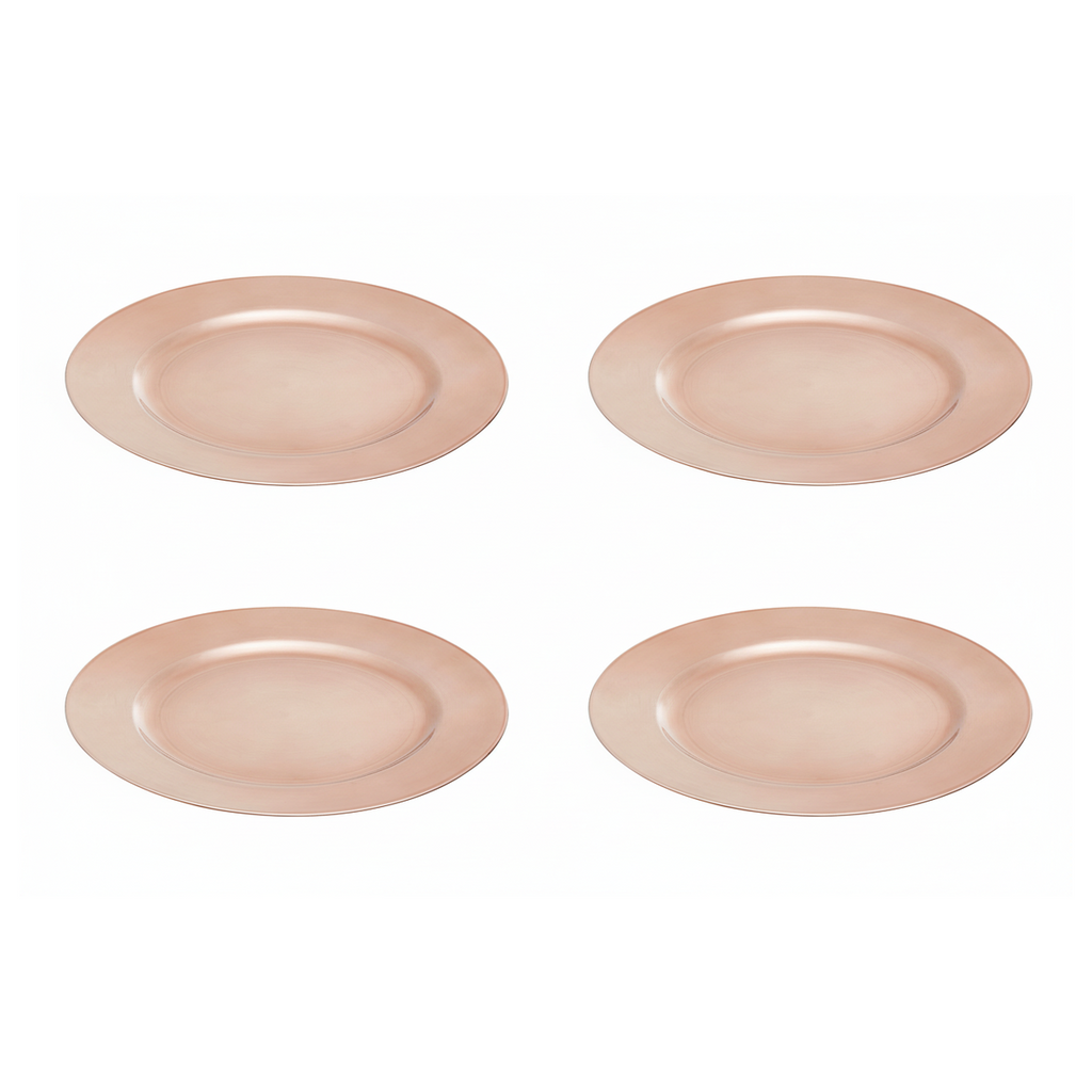 Orsina Rose Gold Charger Plates – 33cm Flat Style Table Decor, Set of 4