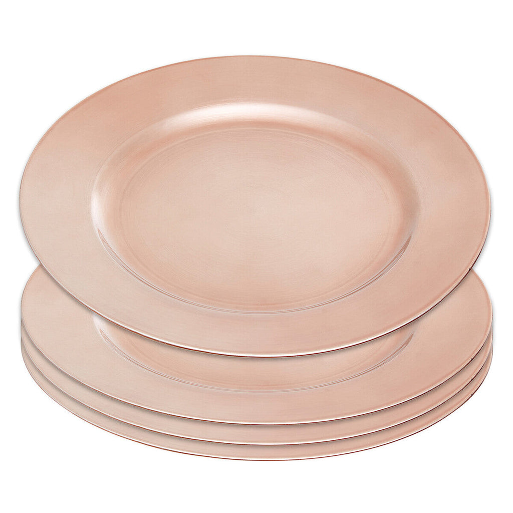 Orsina Rose Gold Charger Plates – 33cm Flat Style Table Decor, Set of 4