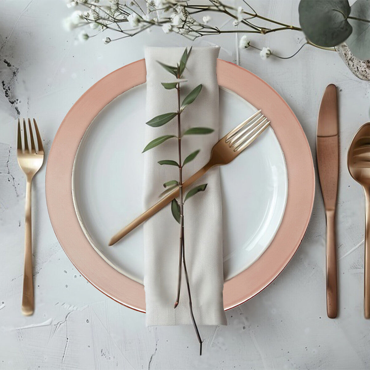 Orsina Rose Gold Charger Plates – 33cm Flat Style Table Decor, Set of 4