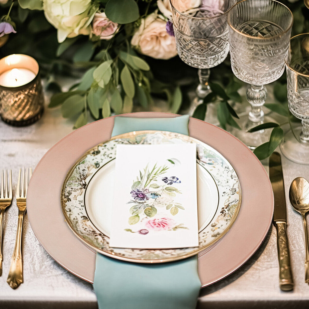 Orsina Rose Gold Charger Plates – 33cm Flat Style Table Decor, Set of 4
