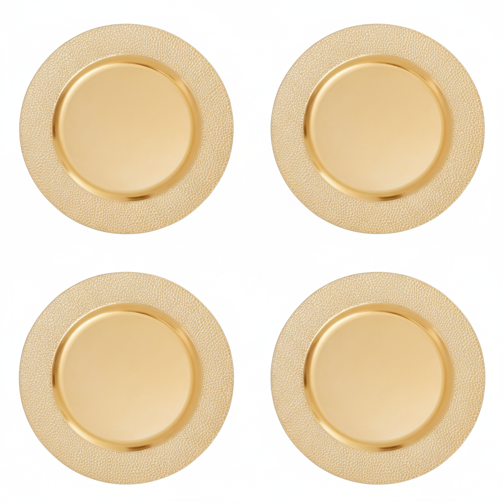 Orsina Gold Pebble Effect Charger Plates | 33cm Set of 4 Table Decor
