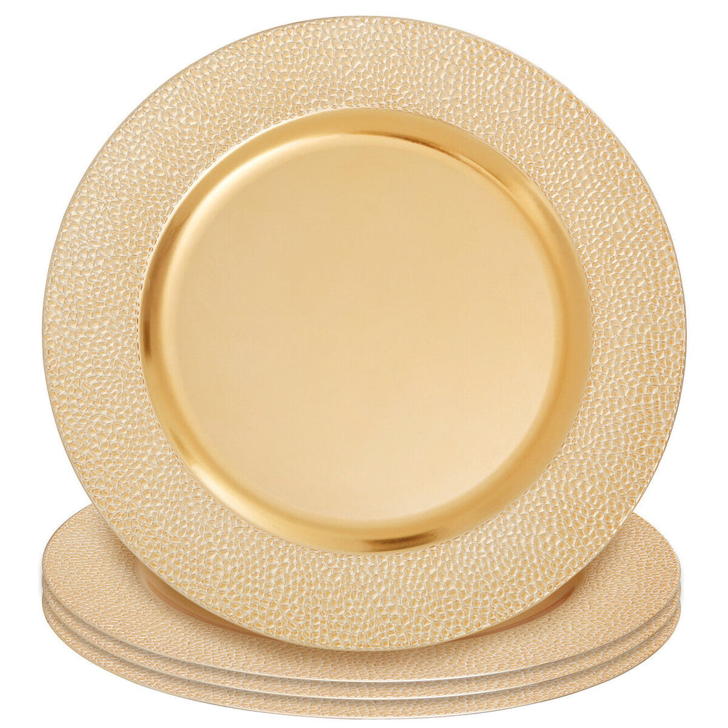 Orsina Gold Pebble Effect Charger Plates | 33cm Set of 4 Table Decor