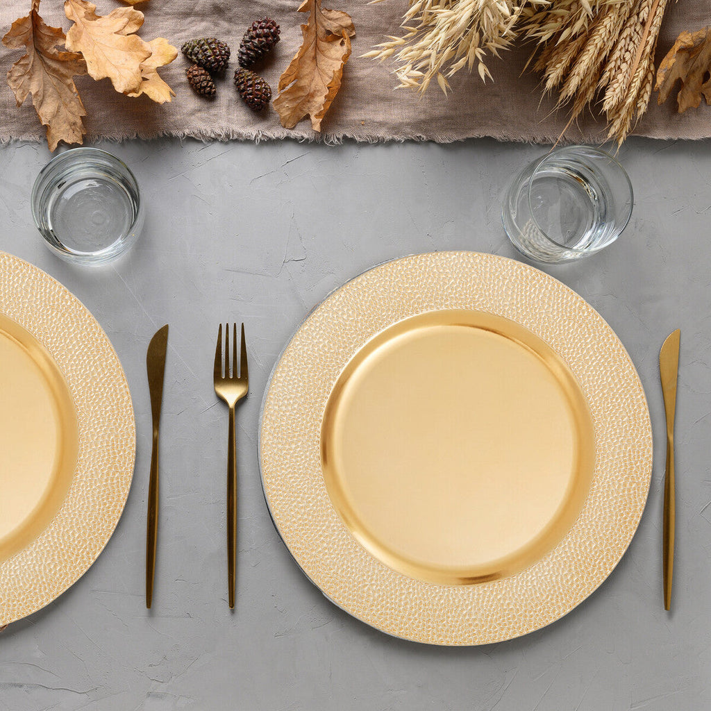Orsina Gold Pebble Effect Charger Plates | 33cm Set of 4 Table Decor