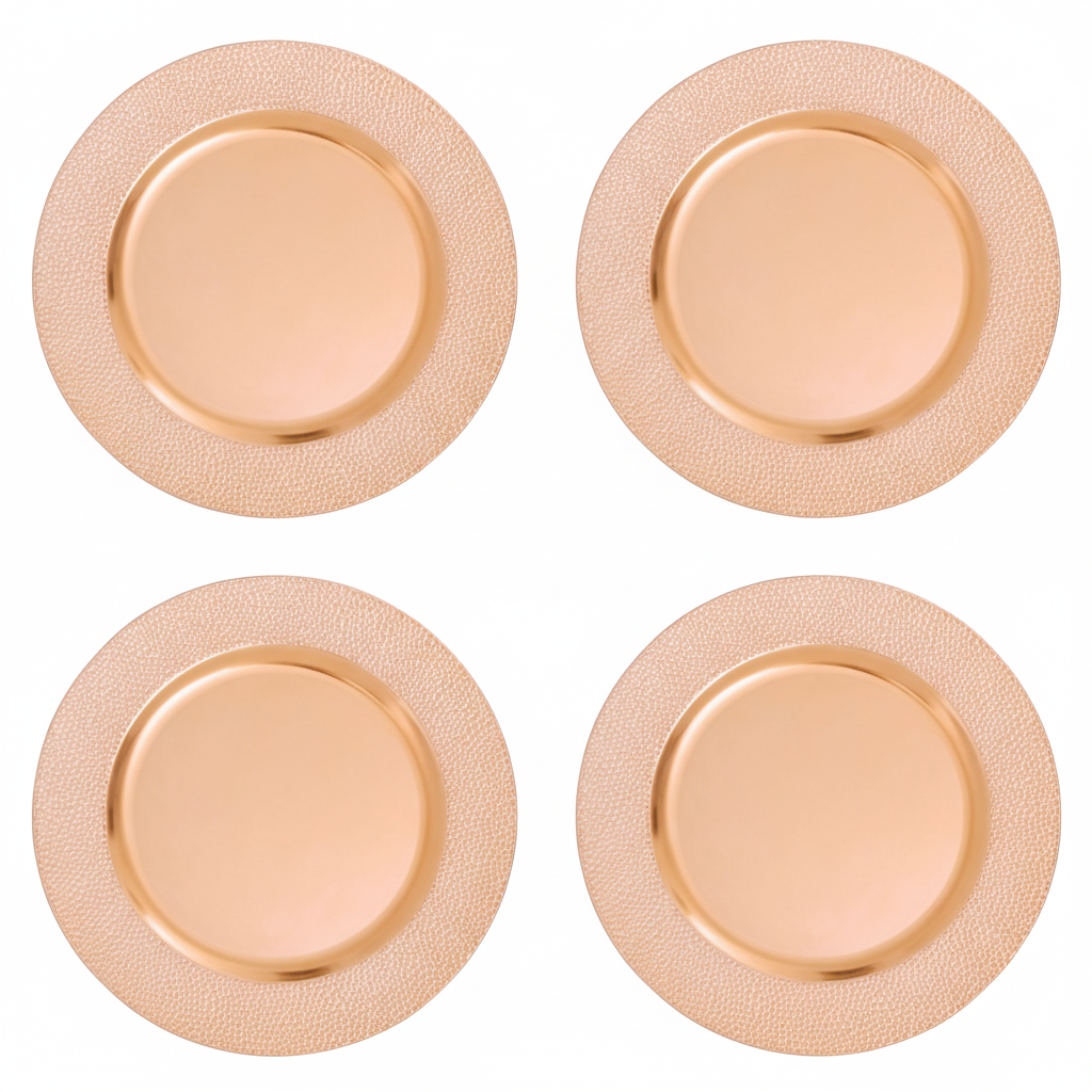 Orsina Rose Gold Pebble Effect Charger Plates - 33cm Set of 4