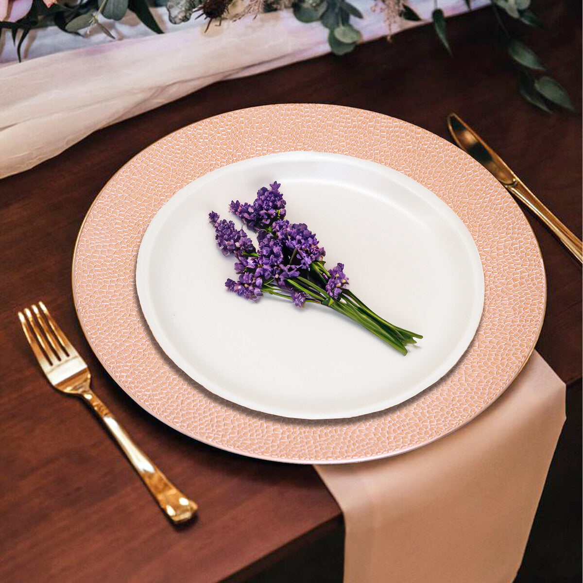 Orsina Rose Gold Pebble Effect Charger Plates - 33cm Set of 4
