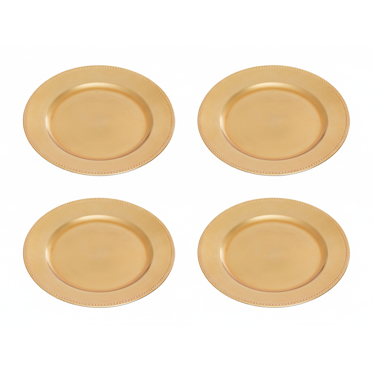 Orsina Gold Dotted Charger Plates – 33cm Round Table Decor, Set of 4