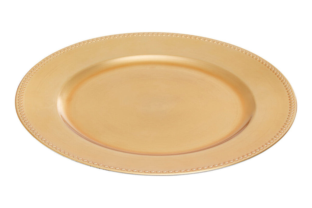 Orsina Gold Dotted Charger Plates – 33cm Round Table Decor, Set of 4