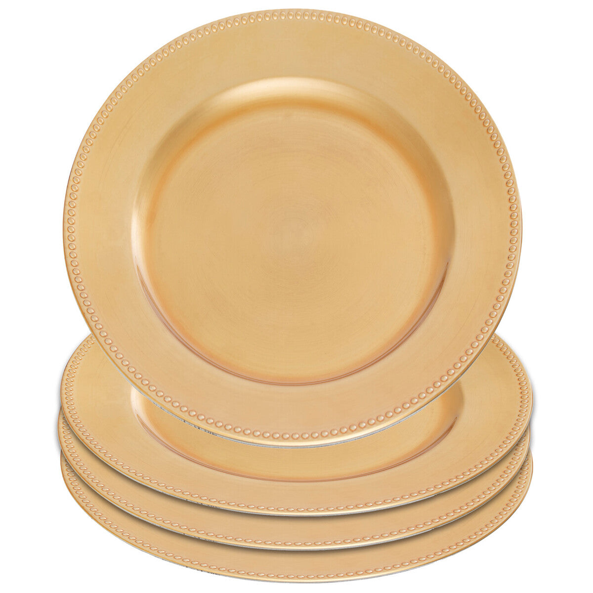 Orsina Gold Dotted Charger Plates – 33cm Round Table Decor, Set of 4