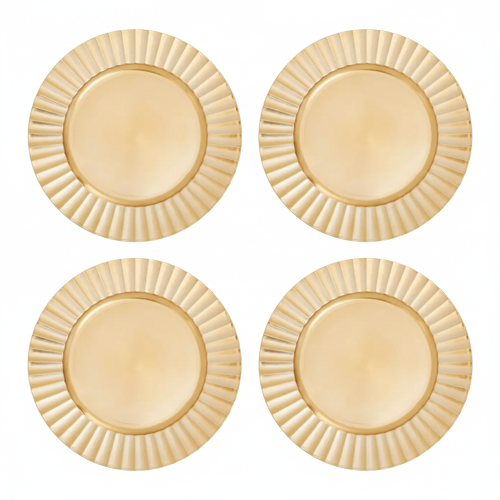 Orsina Gold Wave Rim Charger Plates – 33cm Modern Table Decor, Set of 4