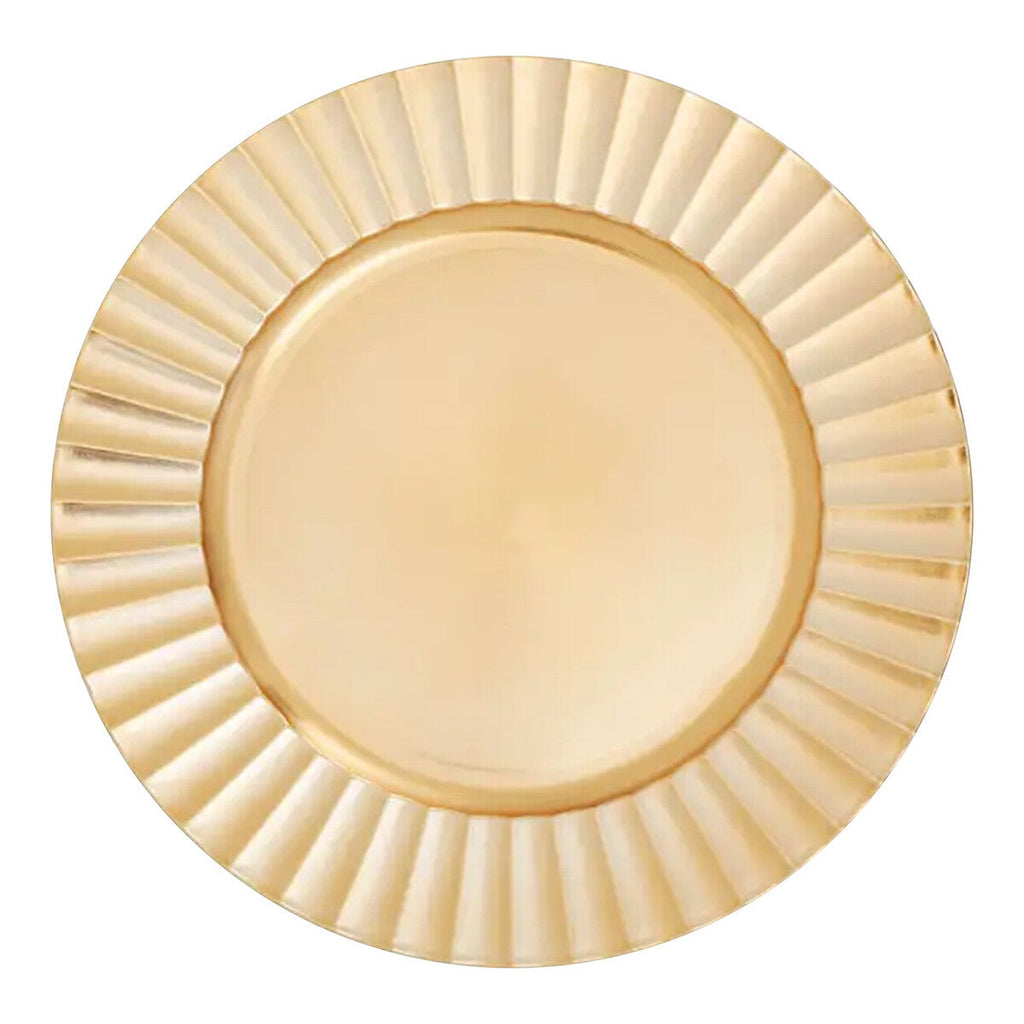Orsina Gold Wave Rim Charger Plates – 33cm Modern Table Decor, Set of 4