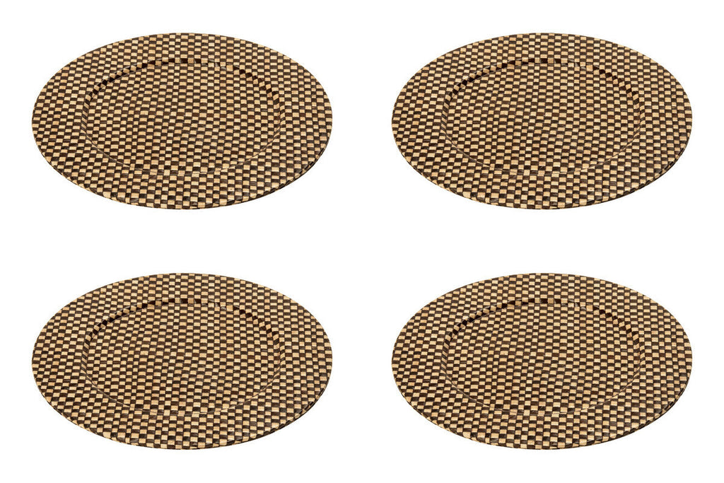 Orsina Pandanus Woven Charger Plates – Black and Natural, 33cm (Set of 4)