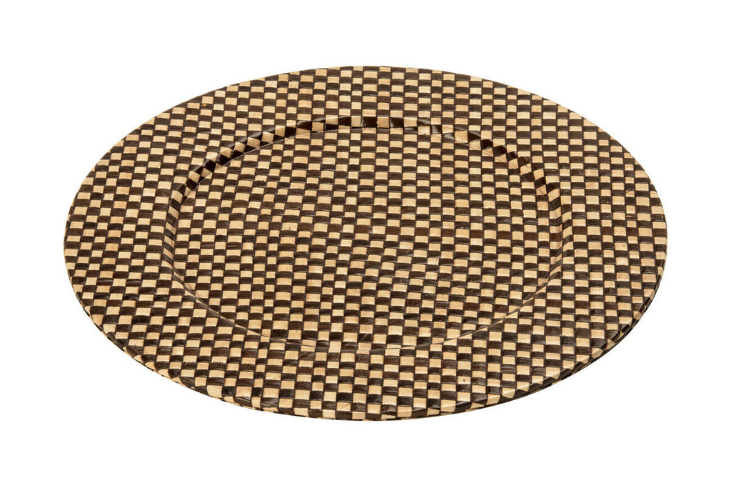 Orsina Pandanus Woven Charger Plates – Black and Natural, 33cm (Set of 4)