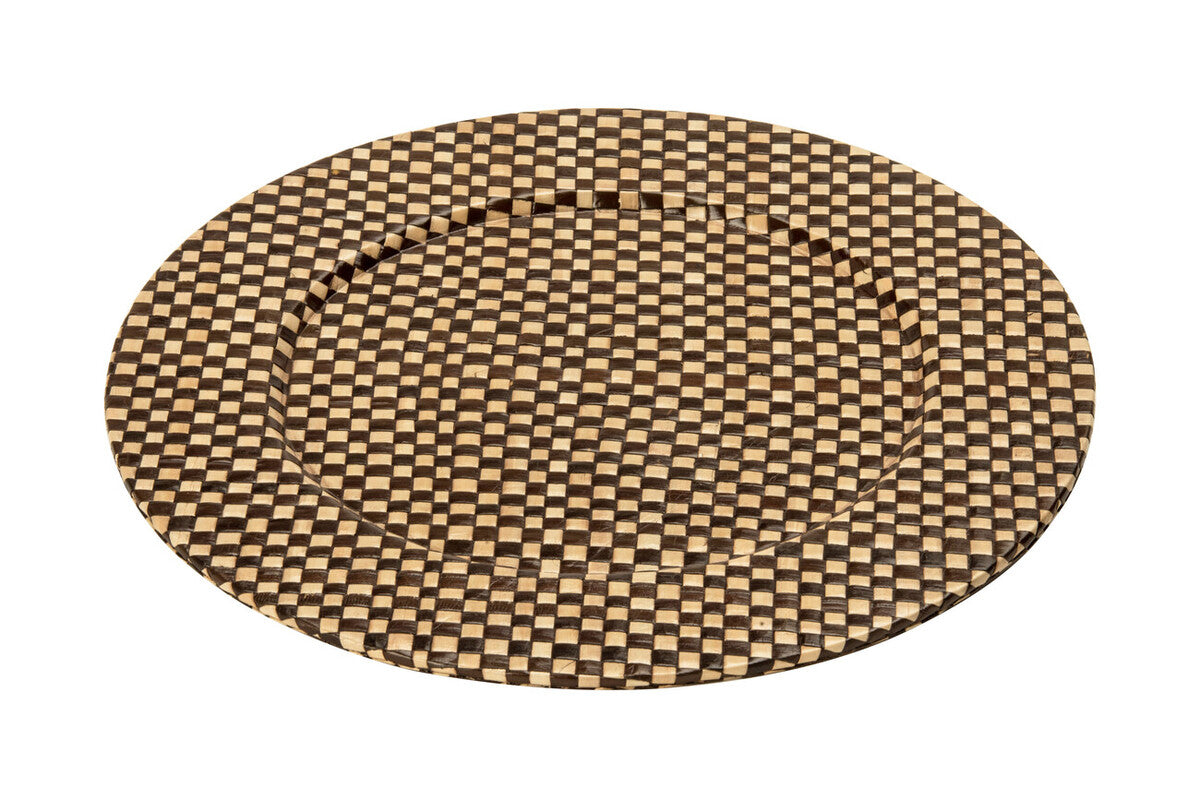 Orsina Pandanus Woven Charger Plates – Black and Natural, 33cm (Set of 4)