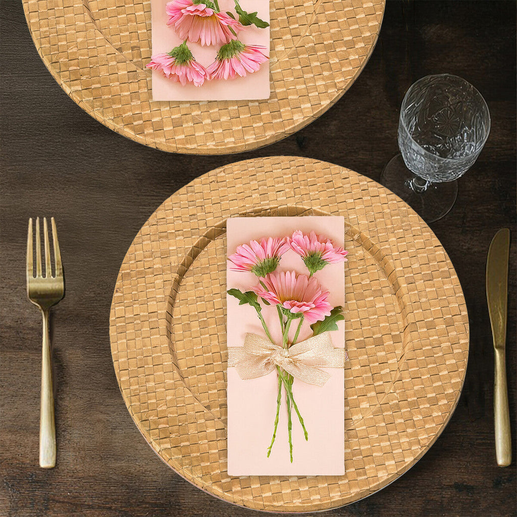 Orsina Pandanus Woven Charger Plates - 33cm Natural Table Decor (Set of 4)