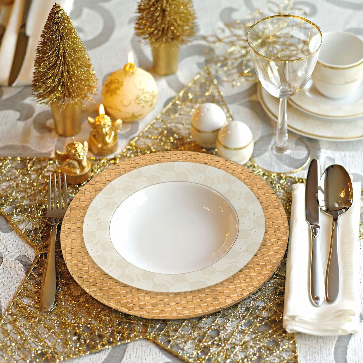 Orsina Pandanus Woven Charger Plates - 33cm Natural Table Decor (Set of 4)