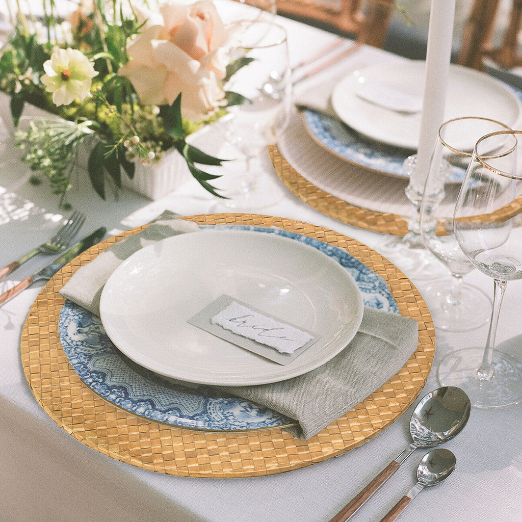 Orsina Pandanus Woven Charger Plates - 33cm Natural Table Decor (Set of 4)