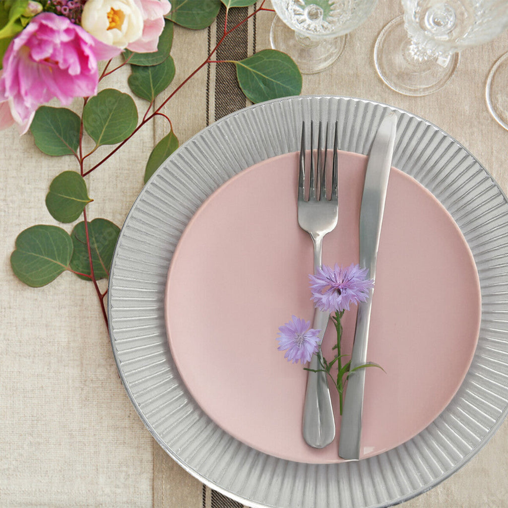 Orsina Redbud Silver Charger Plates – 33cm Decorative Set of 4
